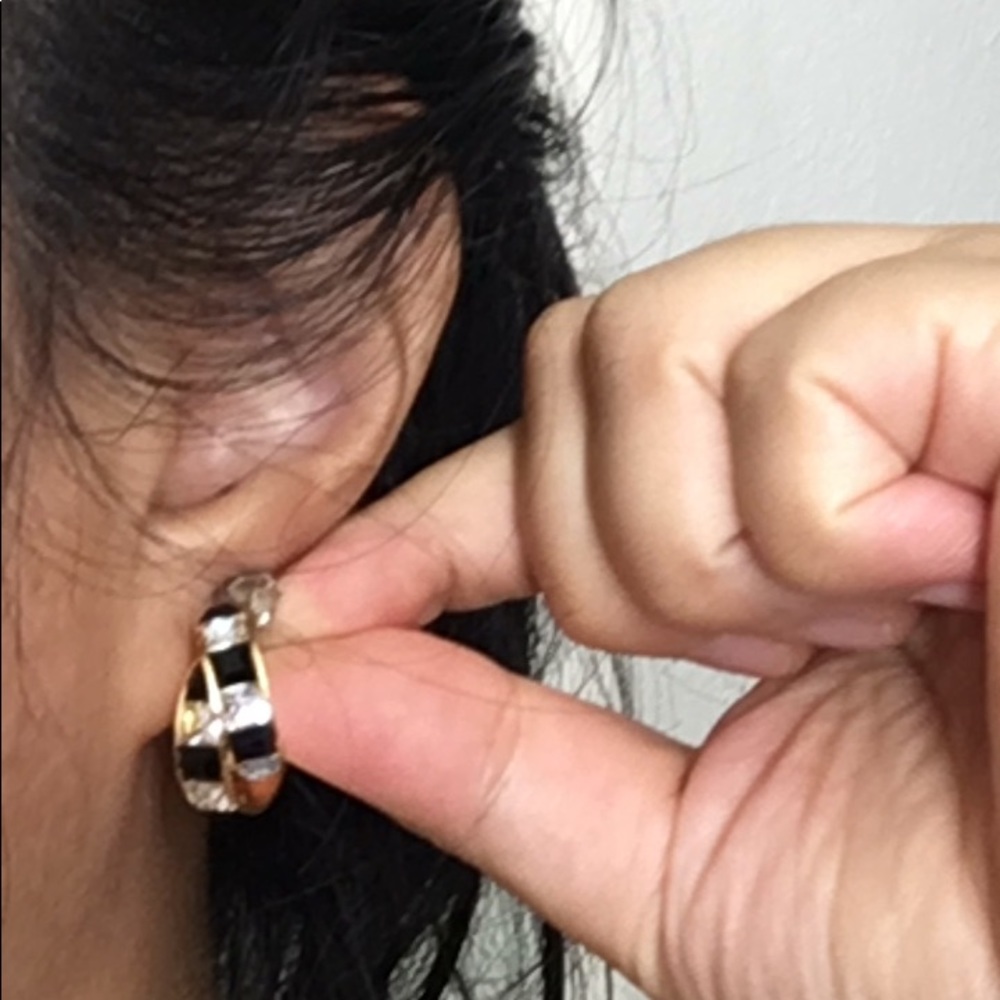 Swarovski Black/Clear Crystal Elements Earrings - image 3